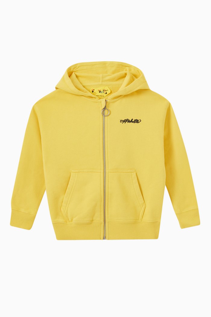 

Script Logo Zip Hoodie in Cotton Jersey, Yellow