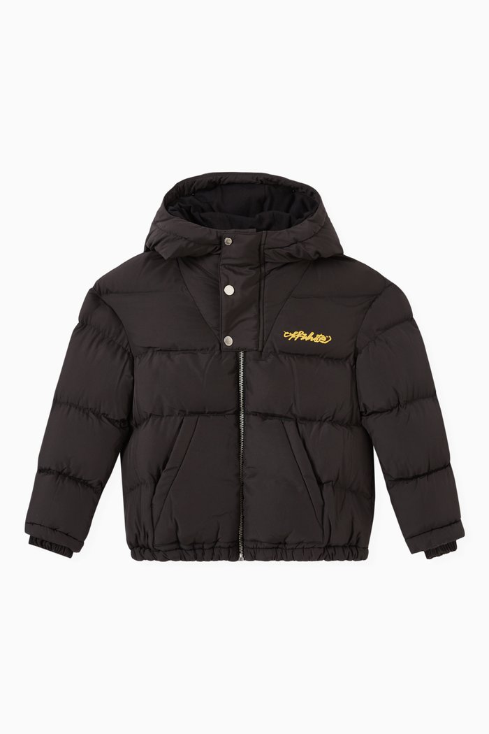 

Script Logo Arrows Puffer Jacket in Technical Fabric, Black