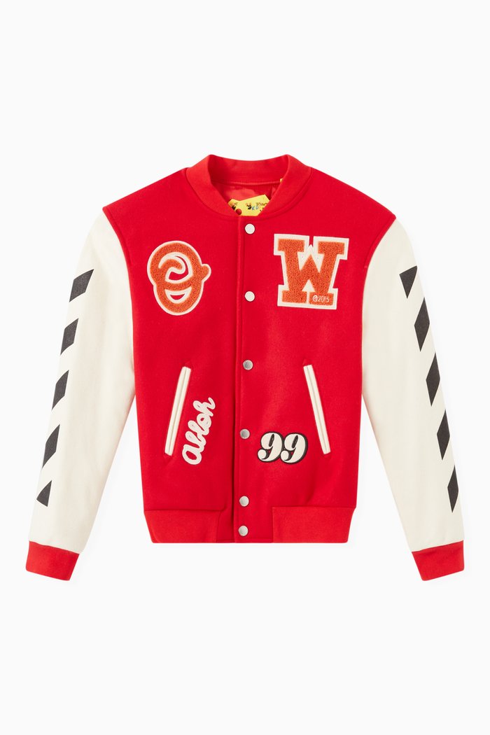 

Script Logo Varsity Jacket in Virgin Wool Blend, Multicolour