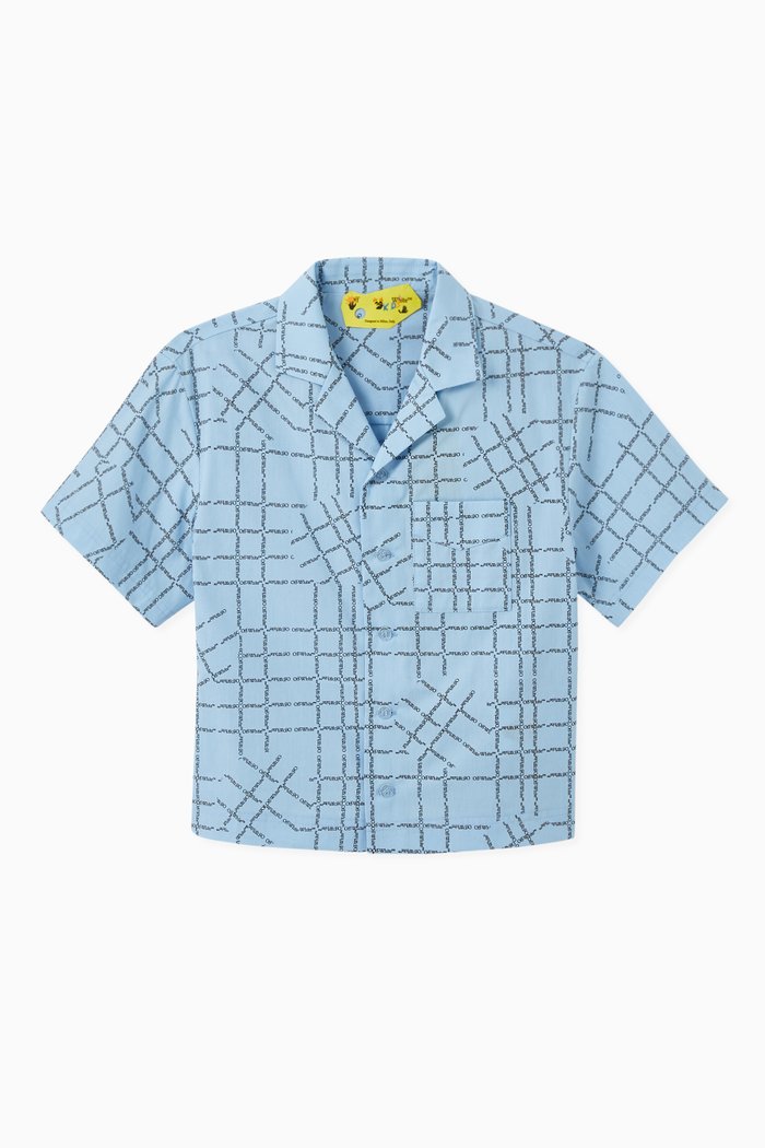 

Check Logo Shirt in Cotton Poplin, Blue