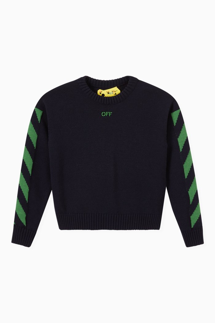 

Stamp Logo Sweater in Virgin Wool Knit, Blue