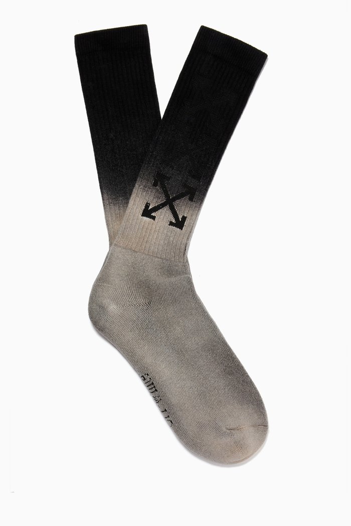 Arrows Tie-dye Mid Length Socks in Cotton, Black