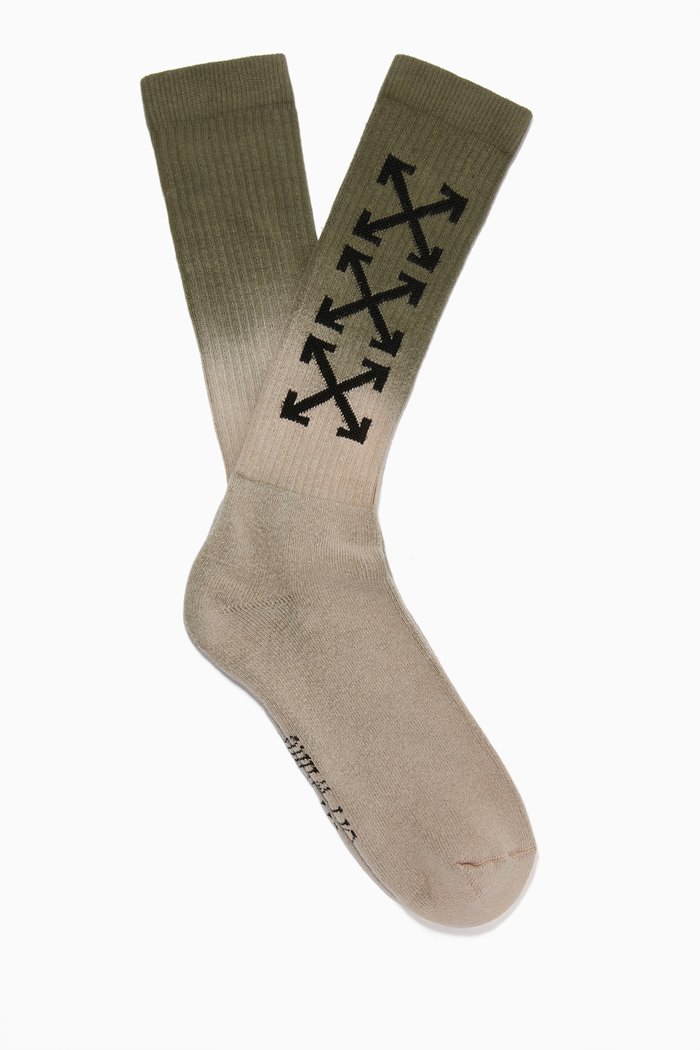 

Arrows Tie-dye Mid Length Socks in Cotton, Green