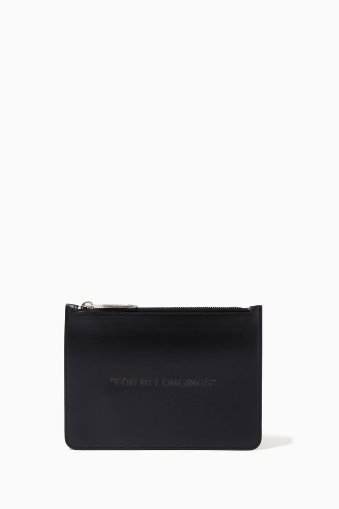 FOR BELONGINGS Pouch in Leather, Black