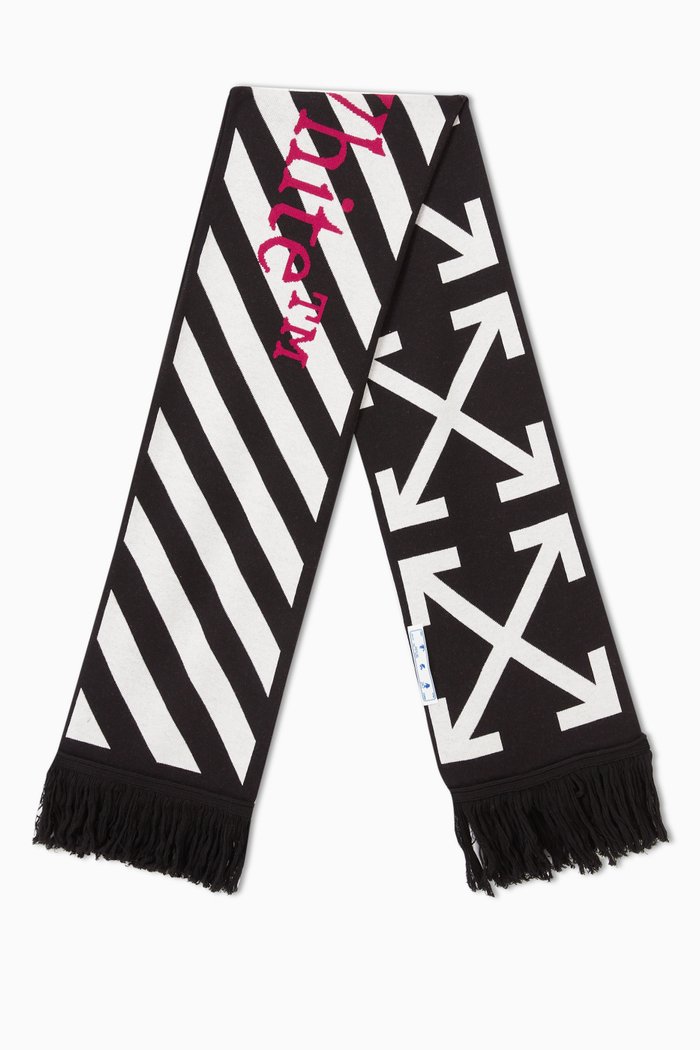 

Diagonal Arrows Logo Scarf in Wool Knit, Black