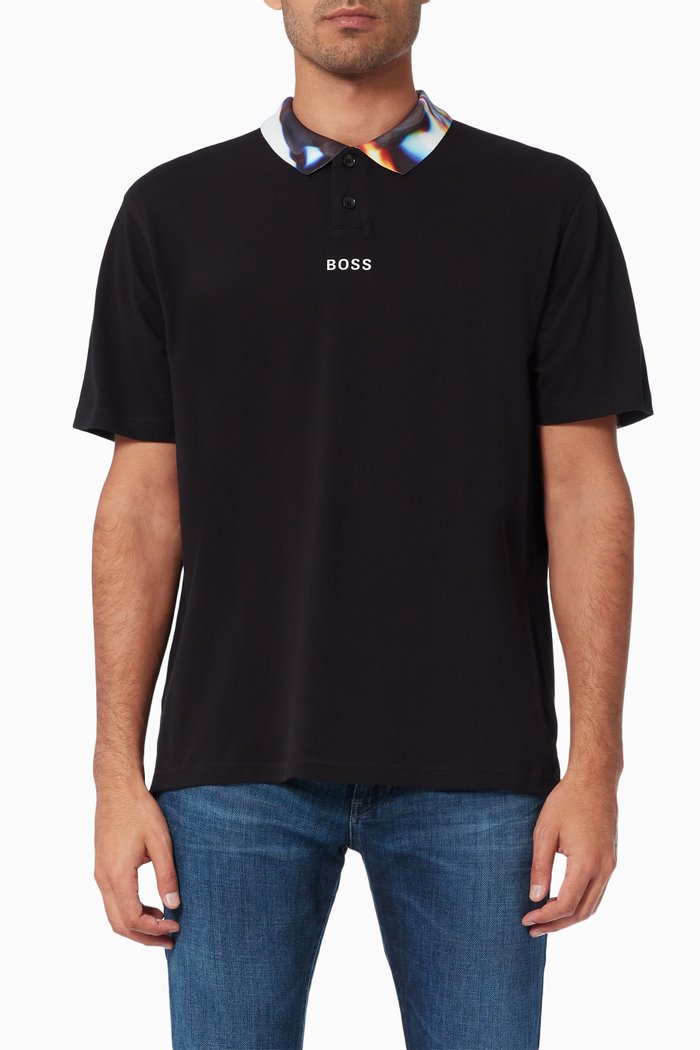 

Boss Digital Polo Shirt in Cotton Piquet, Black