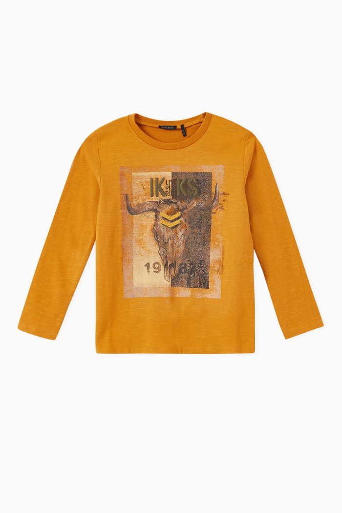

Buffalo Head Print T-shirt in Cotton Jersey, Yellow
