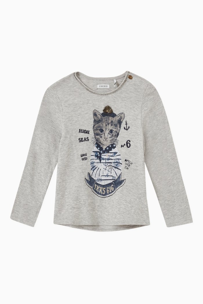 

Sailor Cat T-shirt in Marl, Grey
