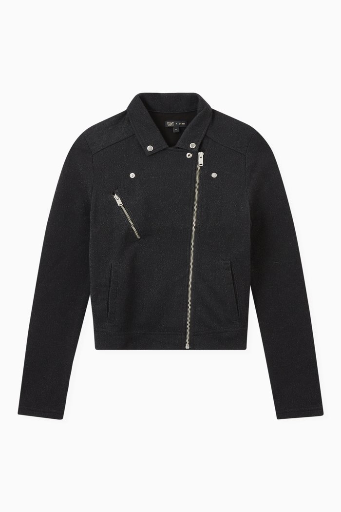 

Biker-style Cardigan in Glittery Knit, Black