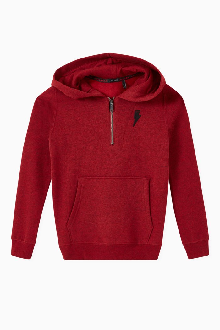 

Embroidered Half-zip Sweatshirt in Cotton, Red