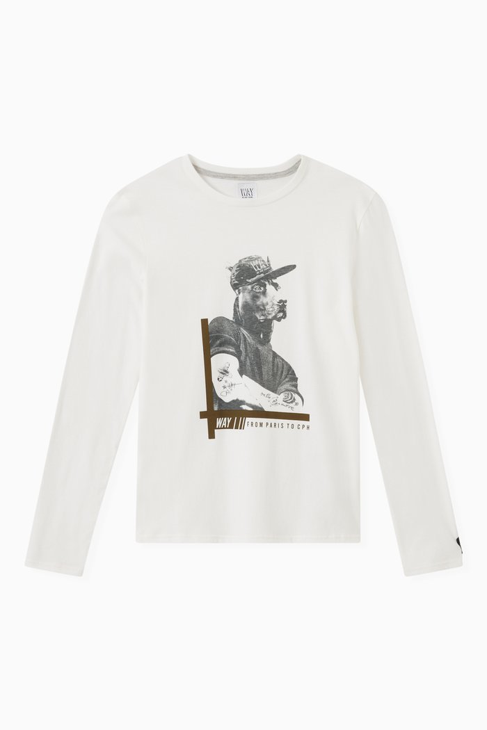 

Dog Skater Print T-shirt in Cotton, Neutral