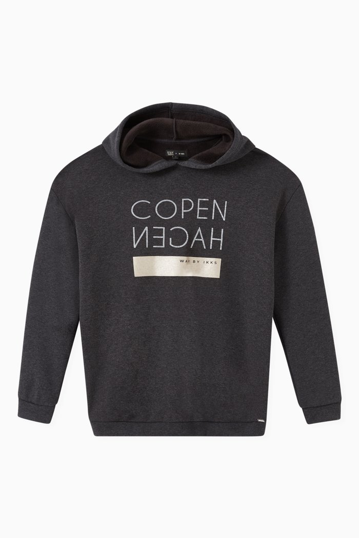 

Message Print Sweatshirt in Cotton, Grey