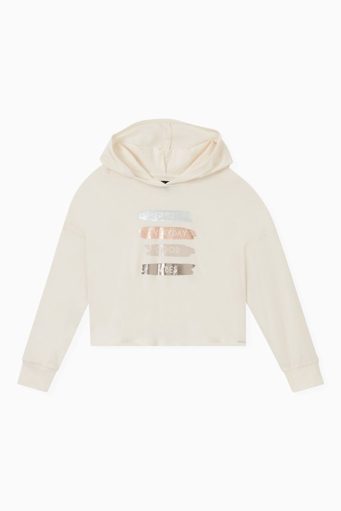 

Slogan Hooded T-shirt in Cotton, Neutral