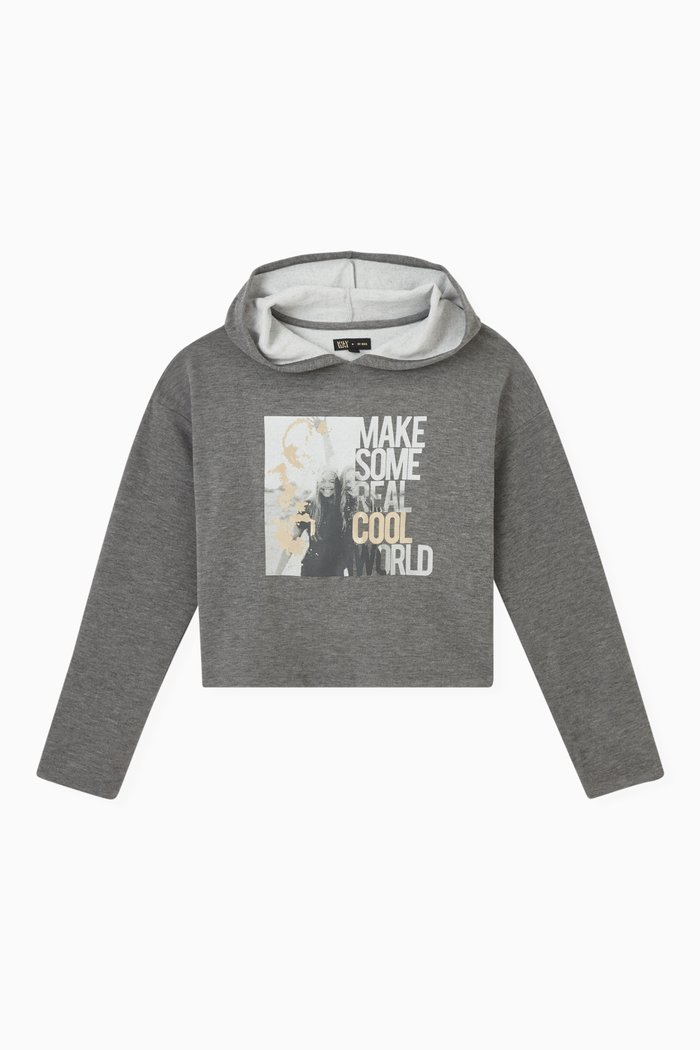 

Image Print T-shirt with Hood, Grey