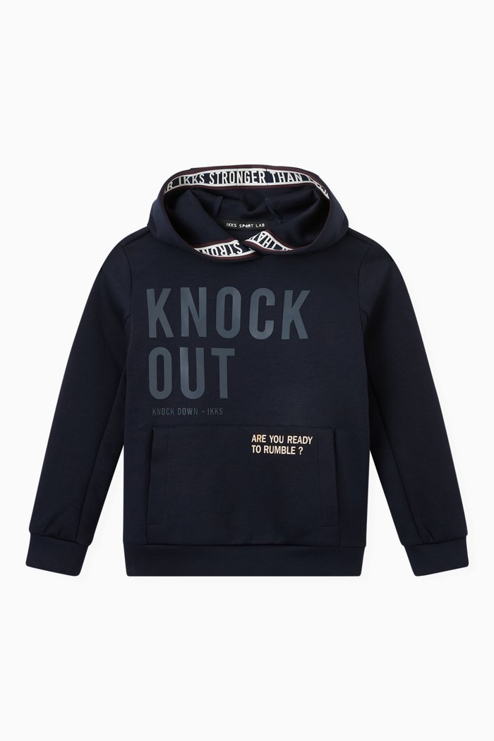 

Sweatshirt with Textured Letting Hood, Blue
