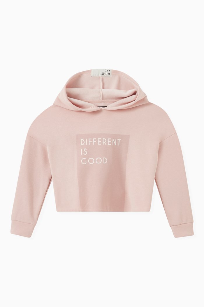 

Printed Cropped Sweatshirt in Cotton, Pink