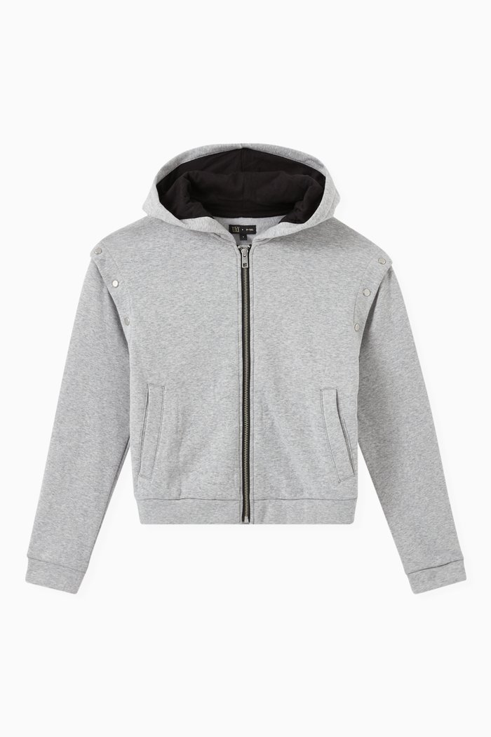 

Studded Hoodie in Fleece, Grey