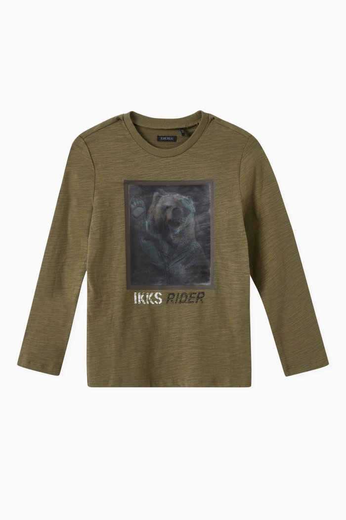 

Bear Image T-shirt in Cotton, Brown