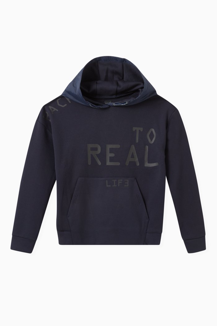 

Hoodie with Nylon Hood, Blue