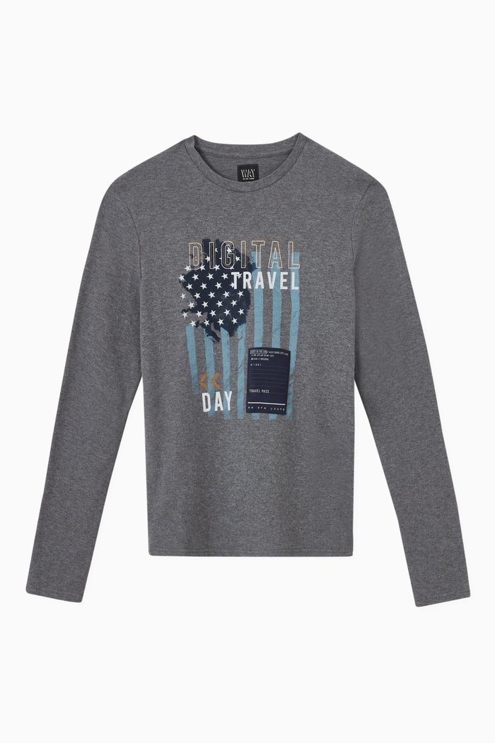 

Flag Graphic T-shirt in Marl, Grey