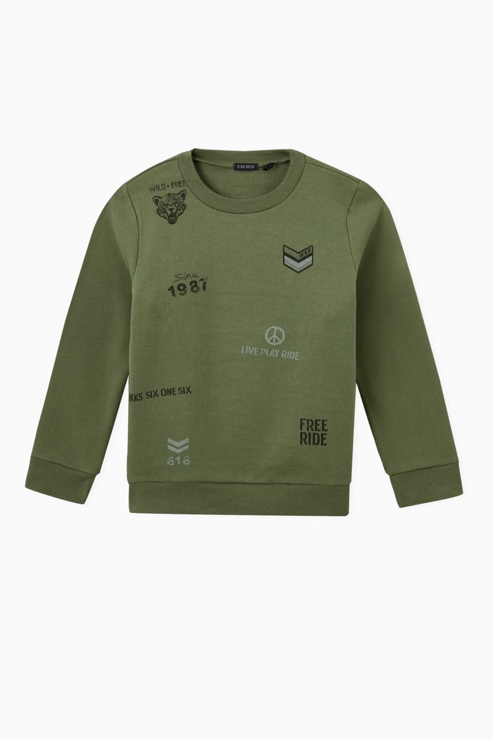 

Printed Sweatshirt in Cotton, Brown
