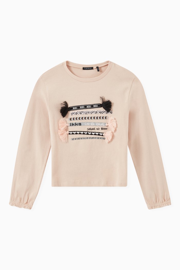 

Bracelet Embroidered T-shirt in Organic Cotton, Pink