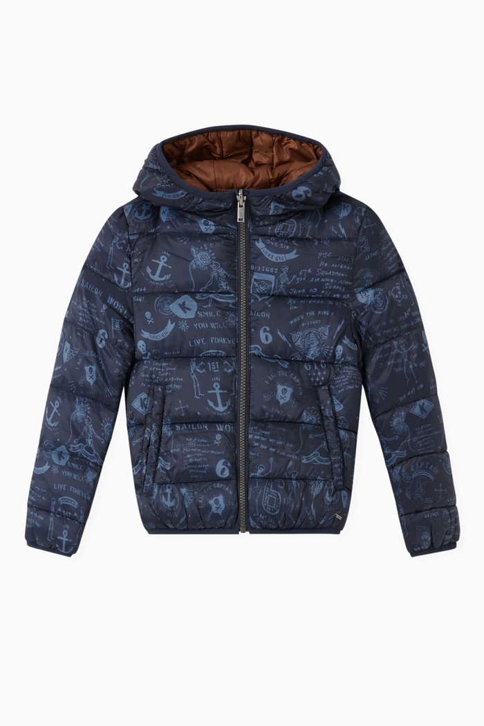 

Reversible Tattoo Padded Jacket, Blue