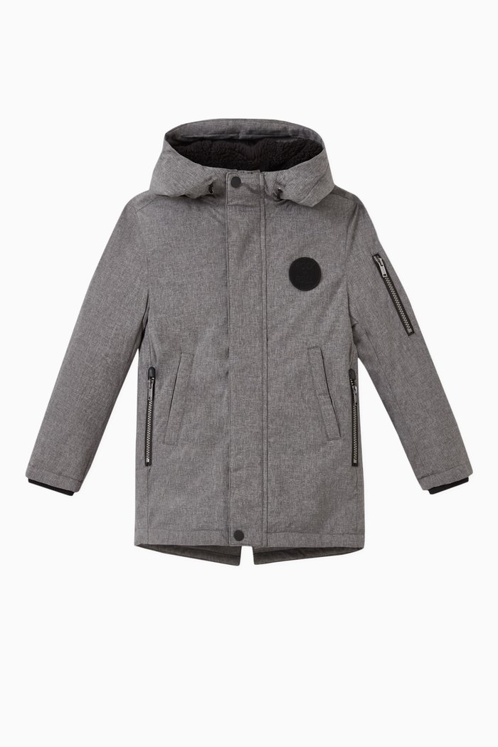 2-in-1 Parka & Padded Jacket in Nylon, Grey