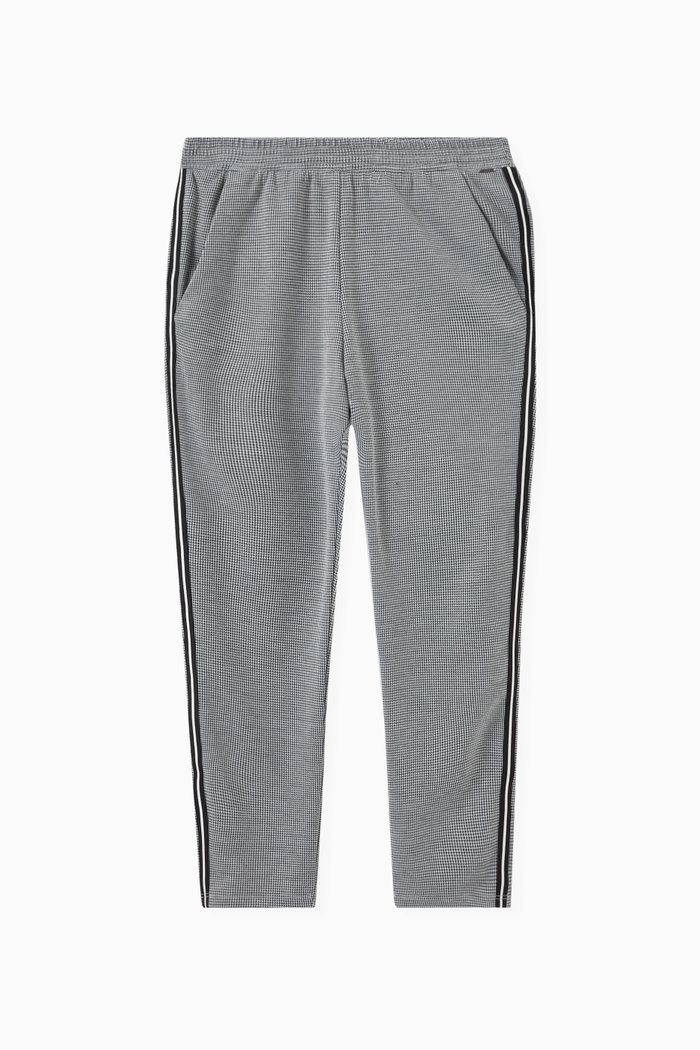 

Houndstooth Drawstring Trousers, Black