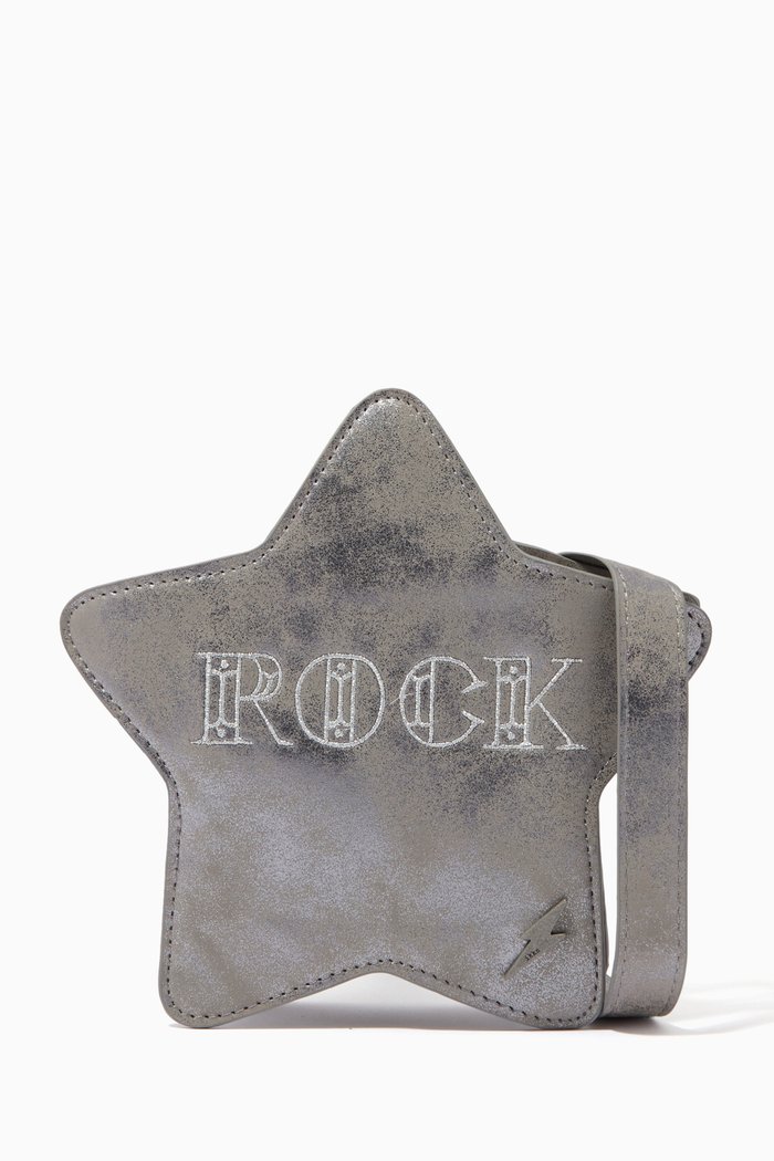 

Star-shaped Handbag in Faux Leather, Silver