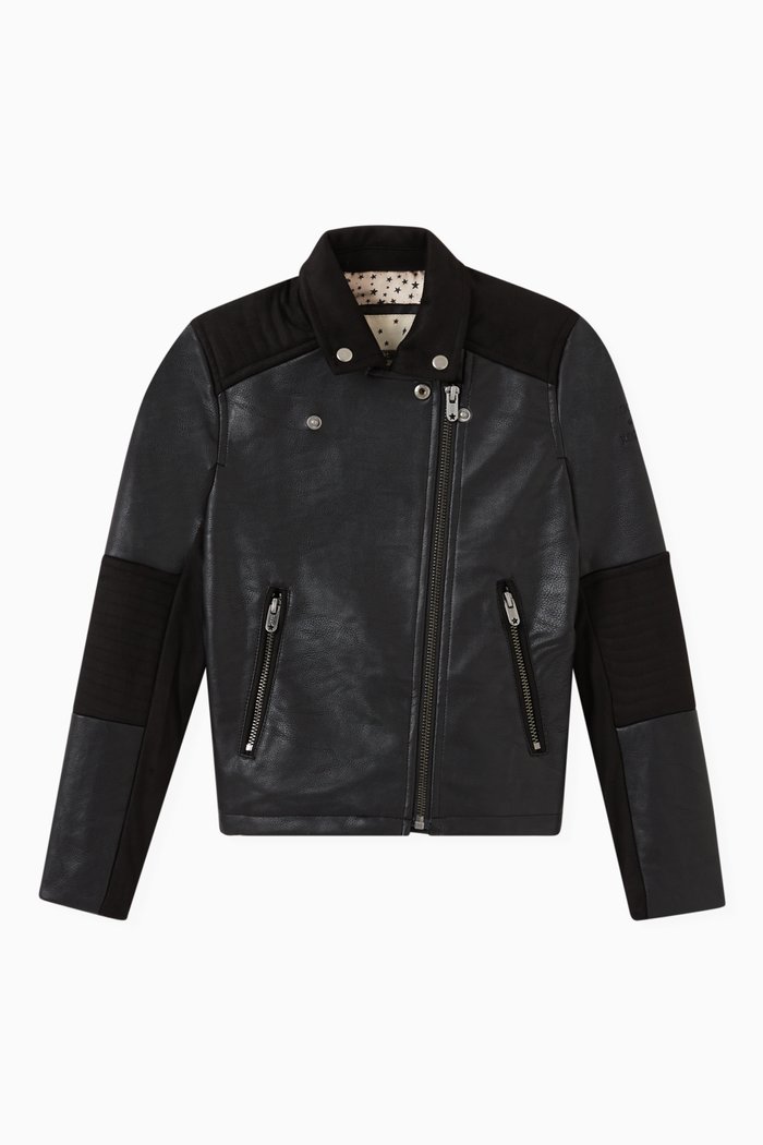 

Biker Style Jacket in Faux Leather, Black
