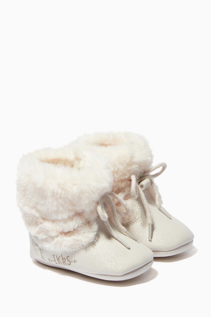 

Fur-lined Iridescent Boots in Synthetic Leather, Neutral