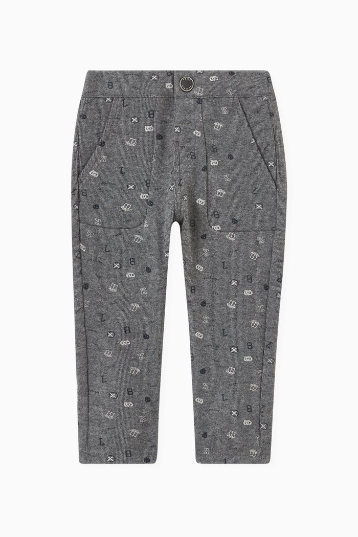 

Shield Print Knit Trousers, Grey
