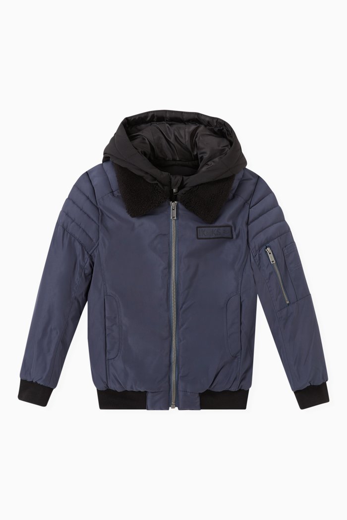 

Bomber Jacket with Hood Facing, Blue