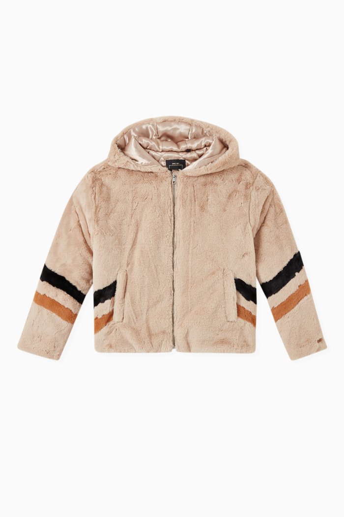 

Striped Jacket in Faux Fur, Neutral