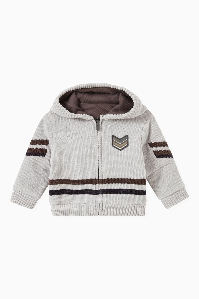 

Reversible Striped Jacket in Cotton, Grey