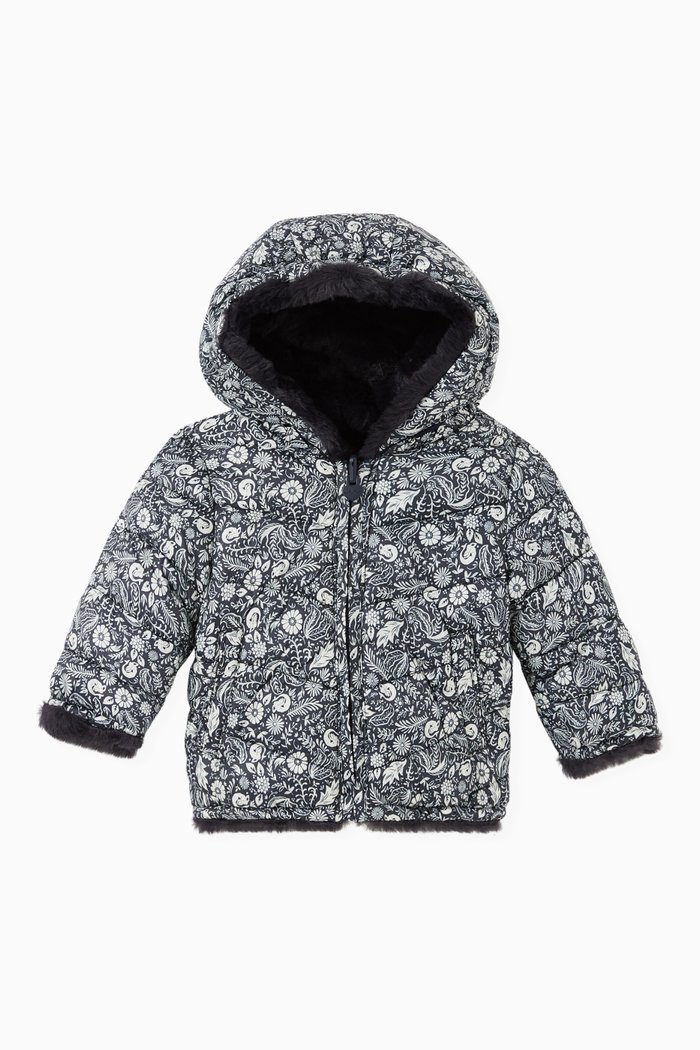 

Reversible Tattoo Print Padded Jacket, Blue