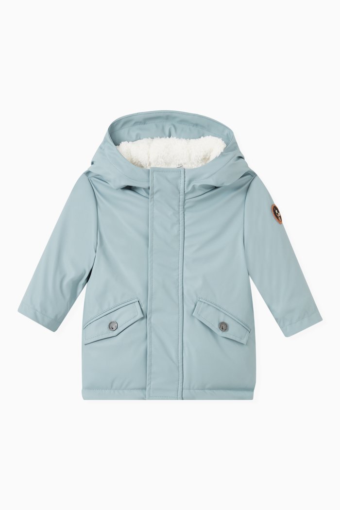 

Fur-lined Parka in Rubber Nylon, Blue