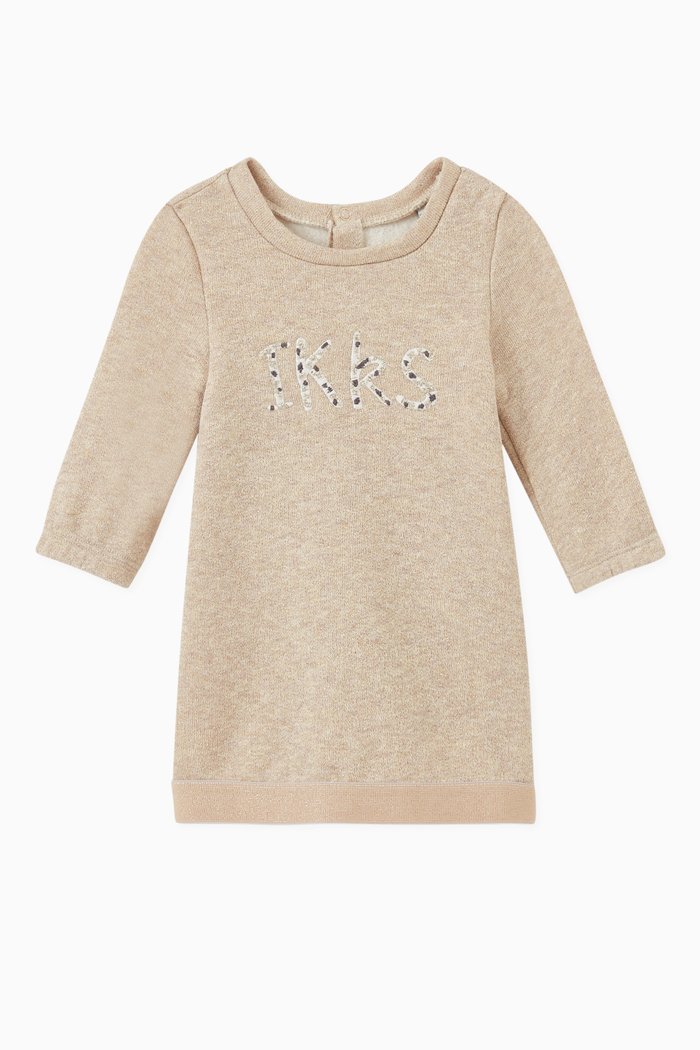 

Embroidered Sweatshirt Dress in Marl Lurex, Neutral