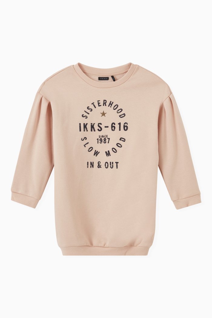 

Embroidered Slogan Sweatshirt Dress, Pink
