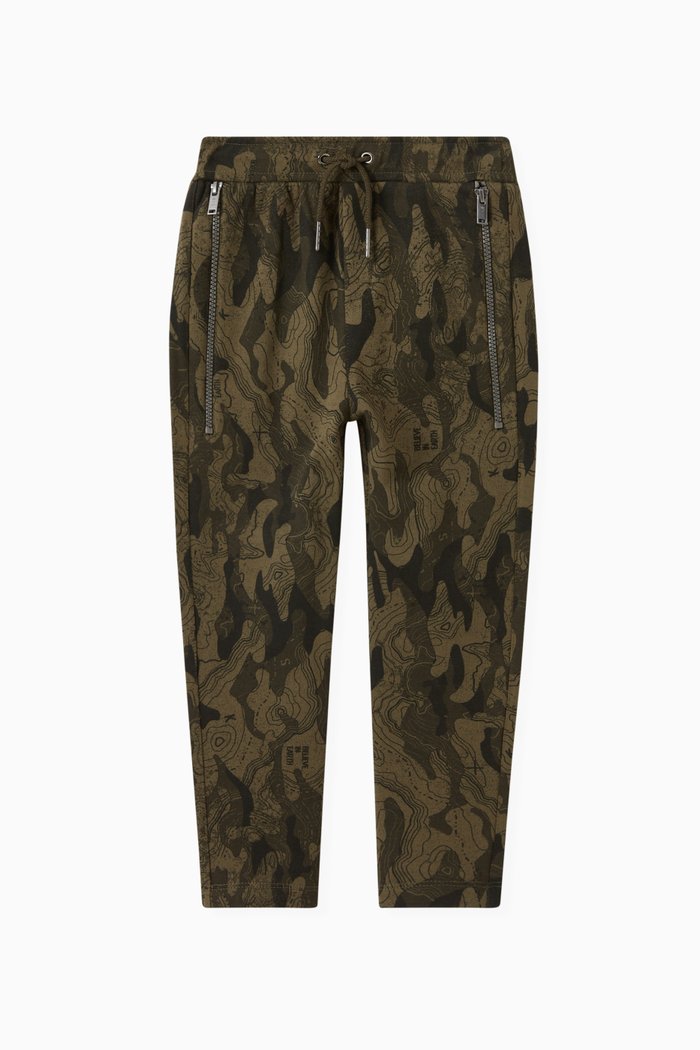 

Camouflage Print Pants in Fleece, Brown
