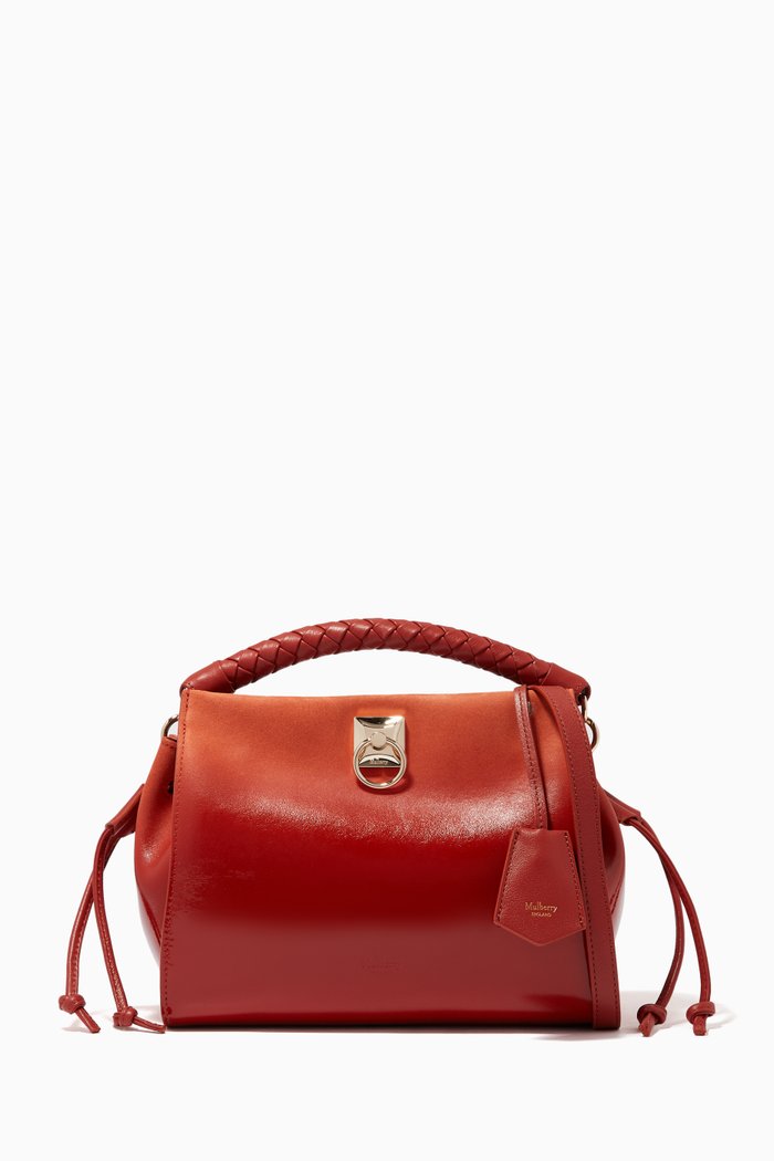 

Small Iris Shoulder Bag in Tumbled Patent Leather, Orange