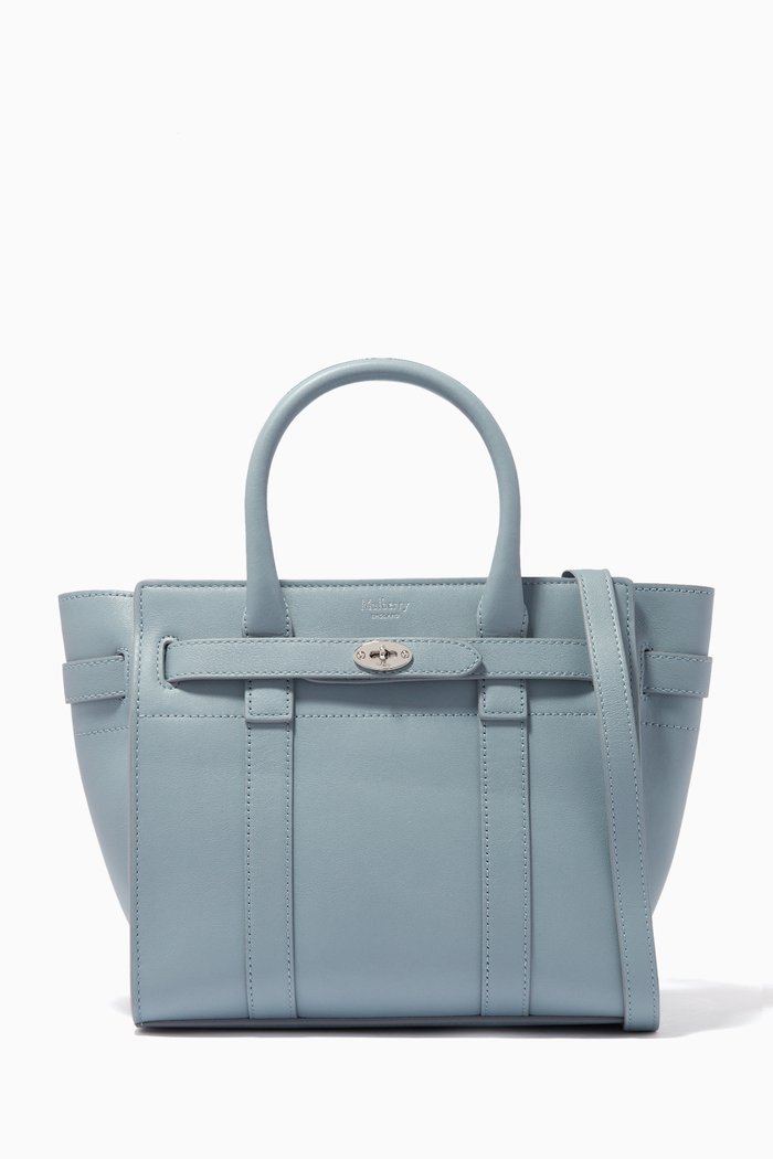 

Mini Zip Bayswater Bag in Silky Calf Leather, Blue