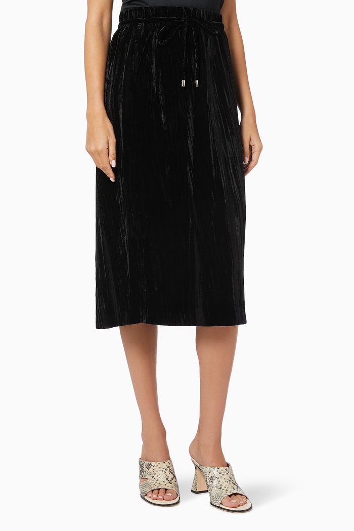 

Barabba Skirt in Pleated Velour, Black