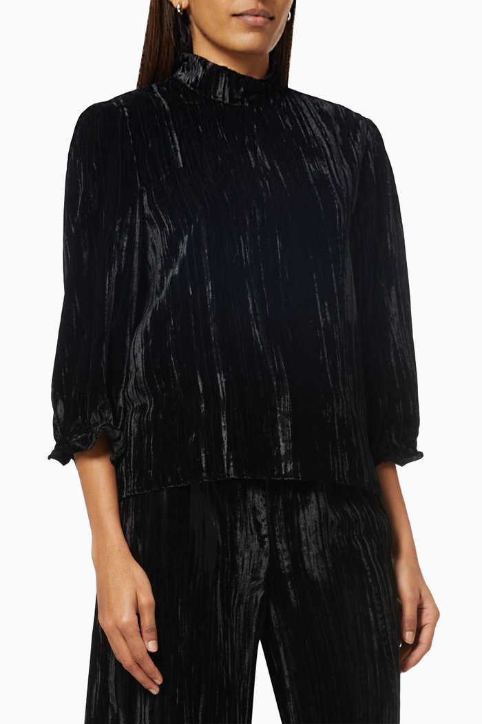 

Gianni Shirt in Pleated Velour, Black
