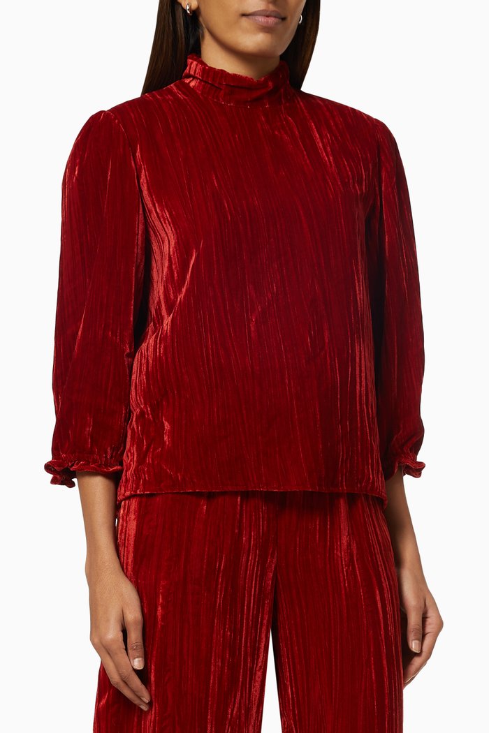 

Gianni Shirt in Pleated Velour, Red