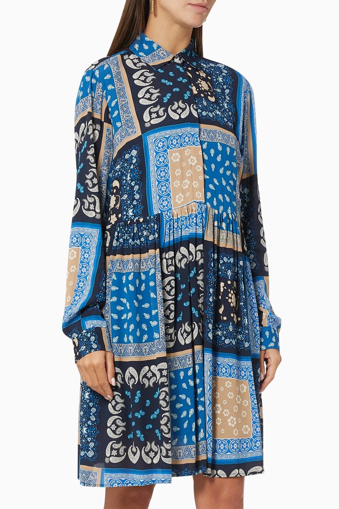 

Prugna Dress in Crepe de Chine Viscose, Blue