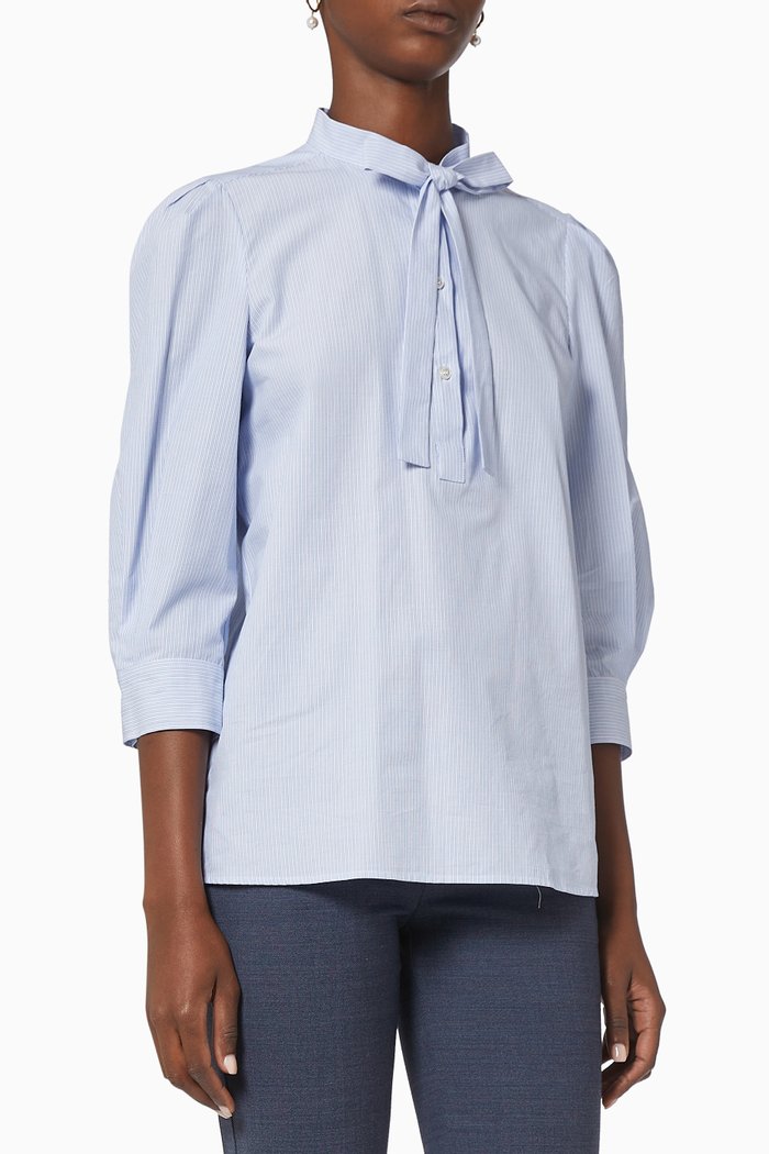 

Mora Blouse in Cotton Oxford, Blue
