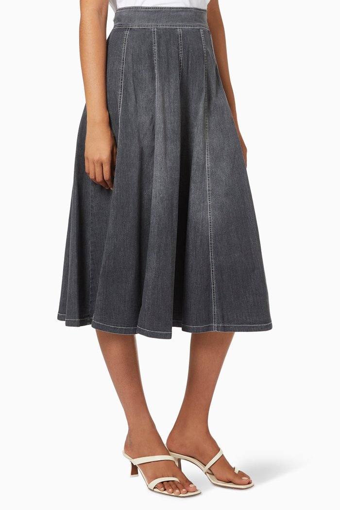 Costone Skirt in Denim, Black