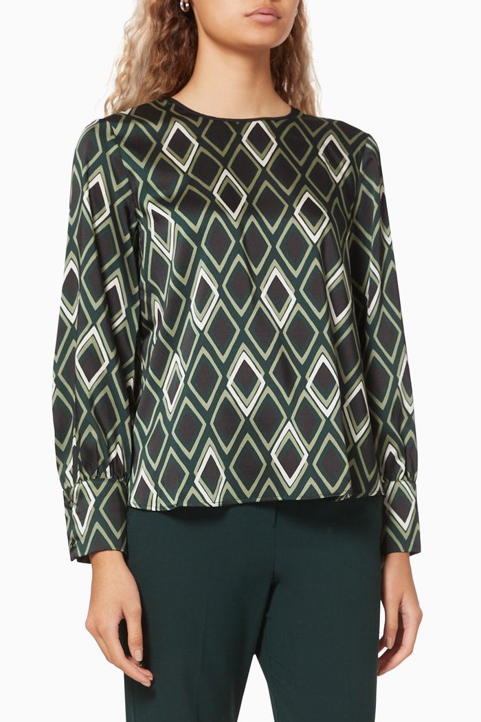 Lettre Blouse in Satin, Green